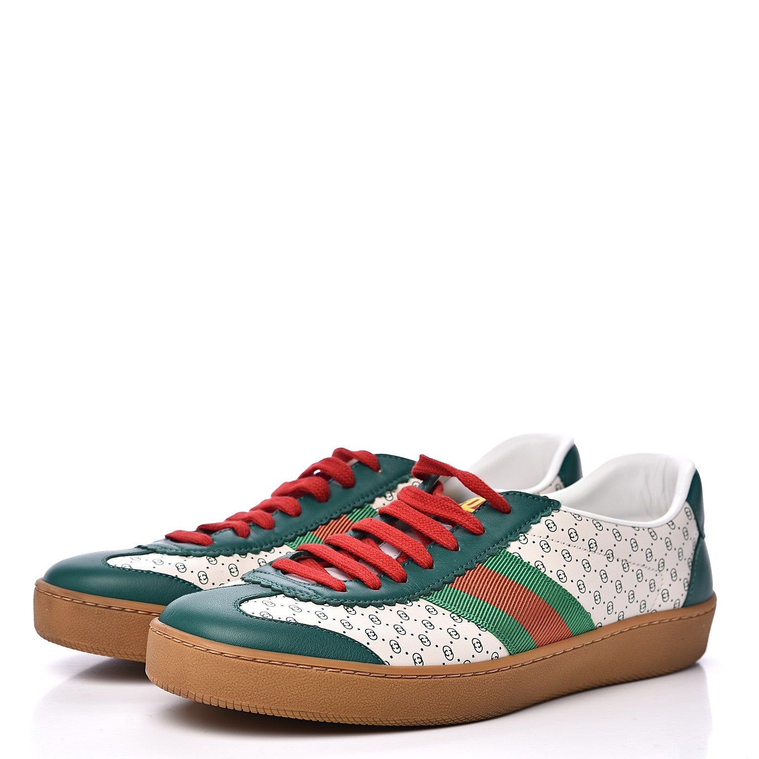 Gucci X DAPPER DAN Calfskin Suede GG Micro Monogram G74 Sneakers 39.5 Emerald Mystic White 3 of 10