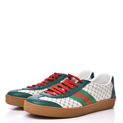 Gucci X DAPPER DAN Calfskin Suede GG Micro Monogram G74 Sneakers 39.5 Emerald Mystic White 3 of 10
