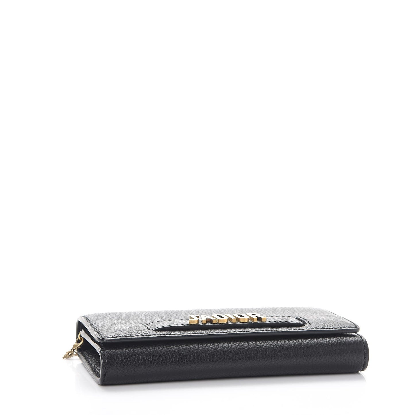 Grained Calfskin J'adior Croisiere Chain Wallet Black