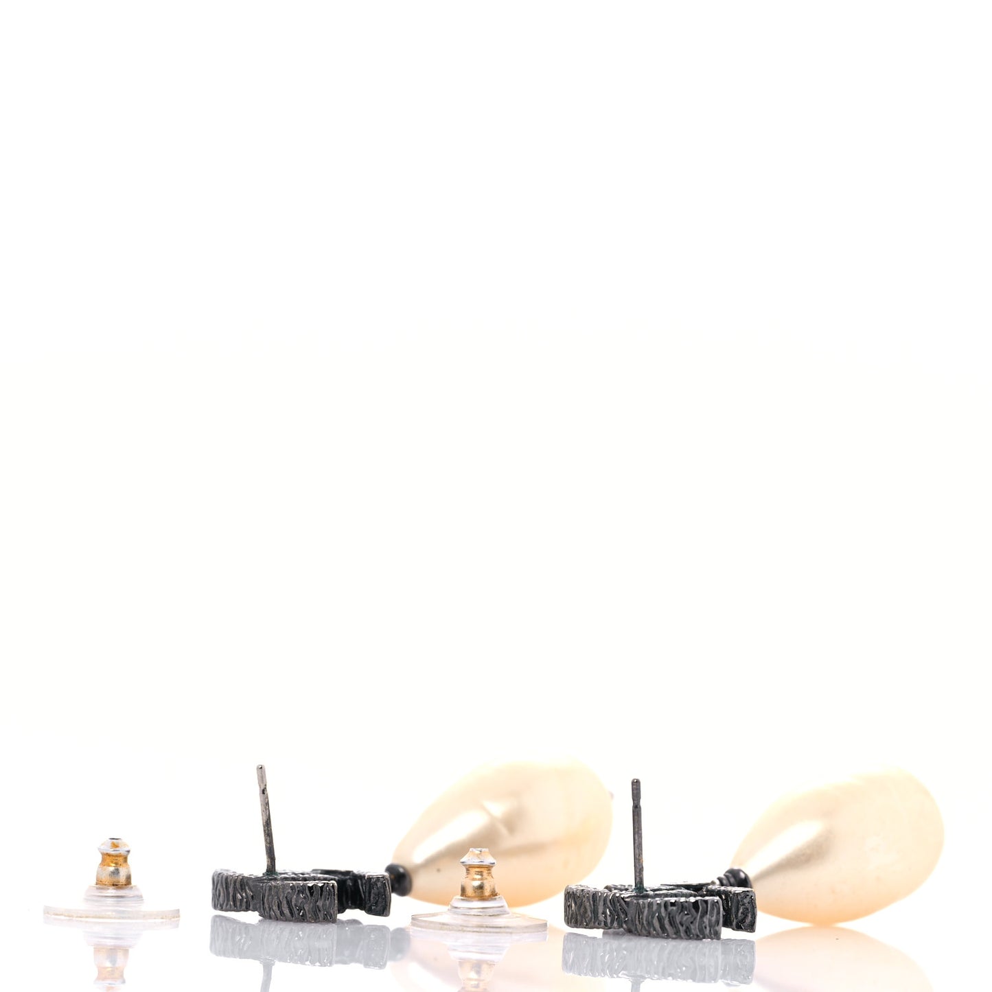 Ruthenium Pearl CC Drop Earrings Dark Silver