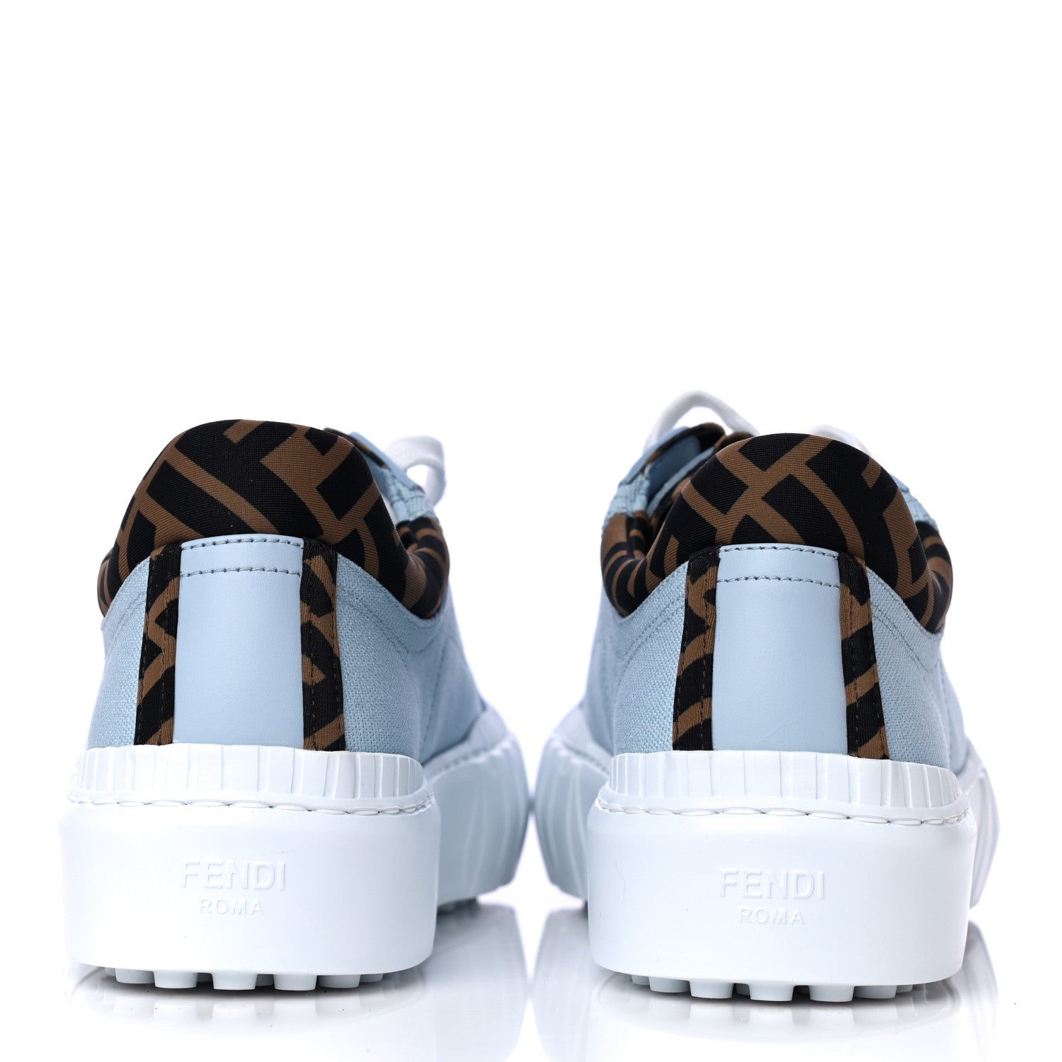Fendi Canvas Lycra TPU FF Womens Fendi Force Low Top Sneakers 39 Sky Tobacco Black 5 of 11