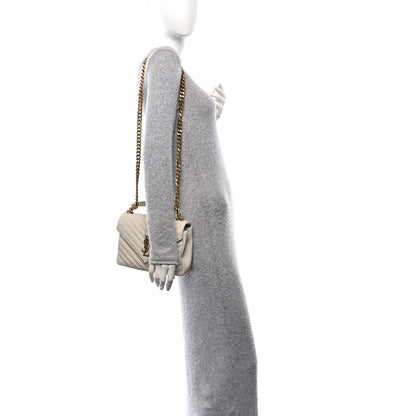 Saint Laurent Sheepskin Matelasse Chevron Monogram Medium College Bag Crema Soft 2 of 10