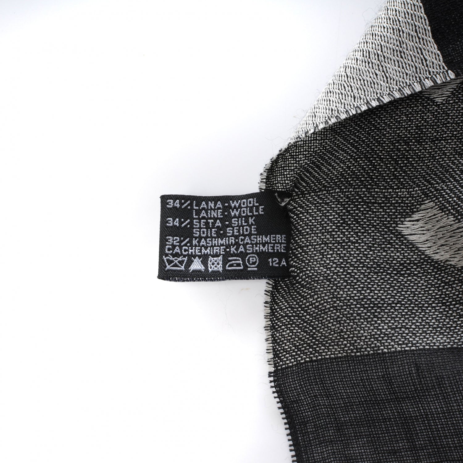 Chanel Wool Cashmere Silk CC Scarf Shawl Black White 7 of 8