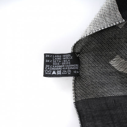 Chanel Wool Cashmere Silk CC Scarf Shawl Black White 7 of 8