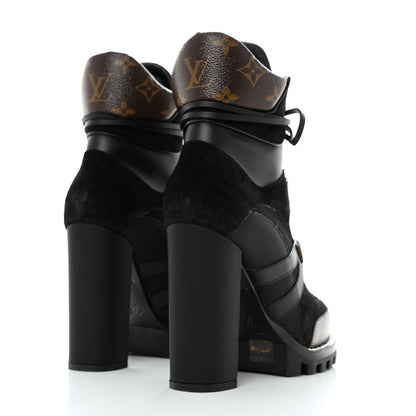 Louis Vuitton Suede Calfskin Monogram Star Trail Ankle Boots 39 Black 4 of 7