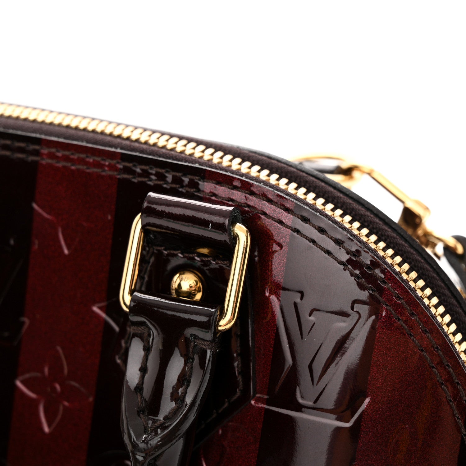 Louis Vuitton Vernis Rayures Alma BB Amarante 12 of 12