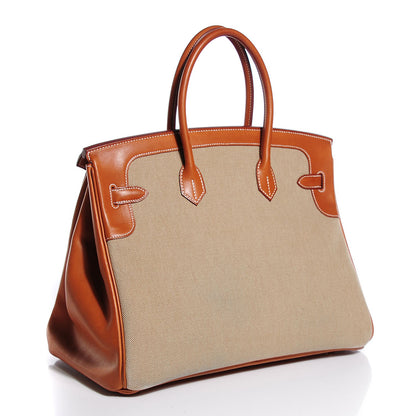 Hermes Toile Natural Barenia Flag Birkin 35 7 of 30