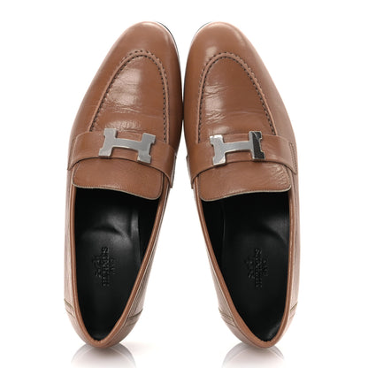 Hermes Goatskin Womens Paris Loafers  37.5 Gold 2 of 14