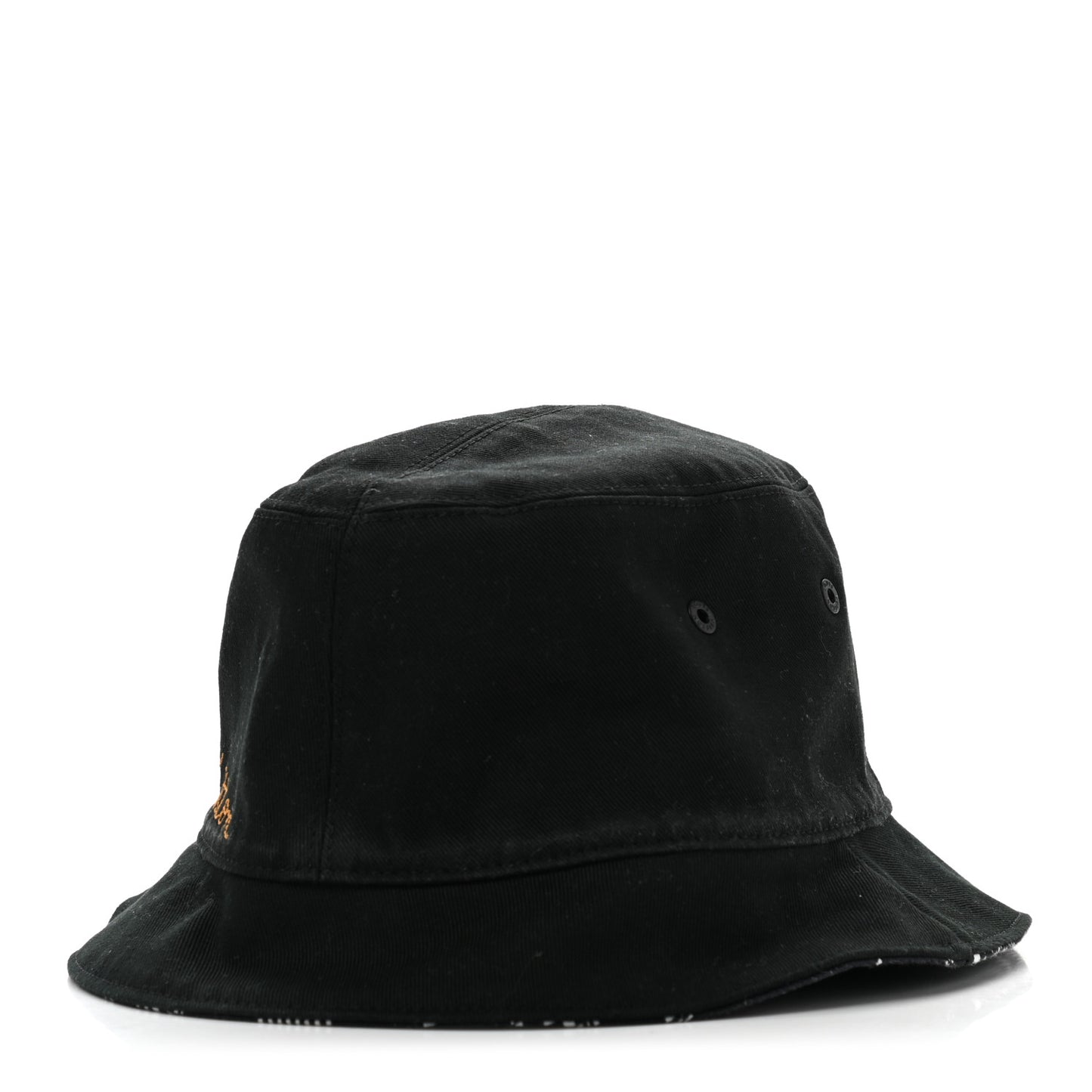 Cotton Damier Distorted Reversible Bucket Hat Black