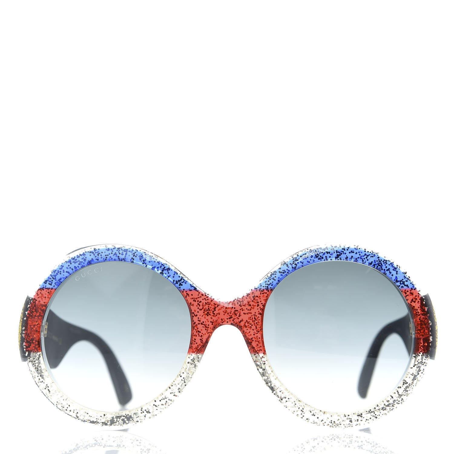 Gucci Glitter Acetate Round GG0101S Sunglasses Blue Multi 3 of 7