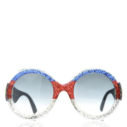 Gucci Glitter Acetate Round GG0101S Sunglasses Blue Multi 3 of 7