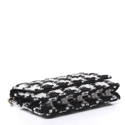 Chanel Tweed Quilted Wallet On Chain WOC Black Ecru White 3 of 11