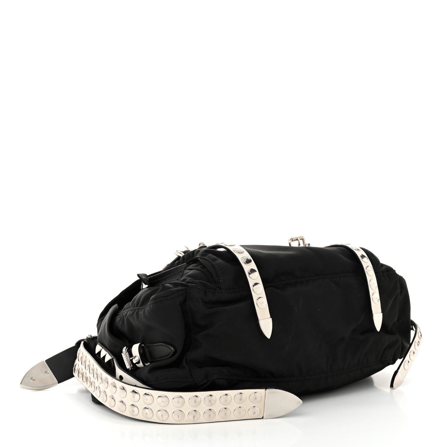 Nylon New Vela Studded Messenger Black White