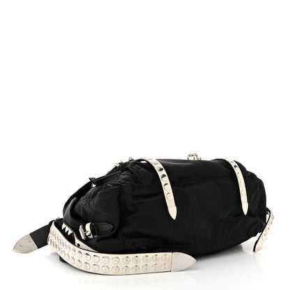 Prada Nylon New Vela Studded Messenger Black White Black White 4 of 15