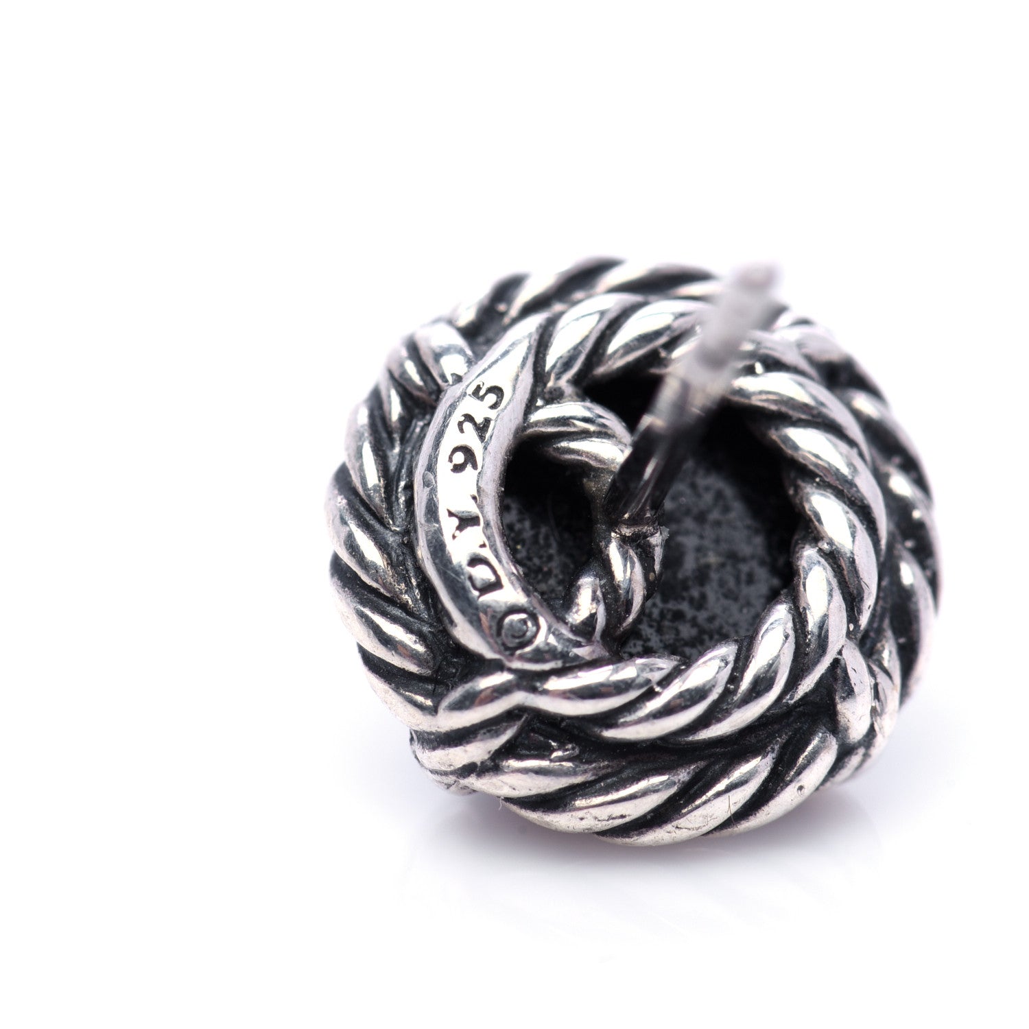 David Yurman Sterling Silver Black Onyx 8mm Chatelaine Earrings 4 of 4