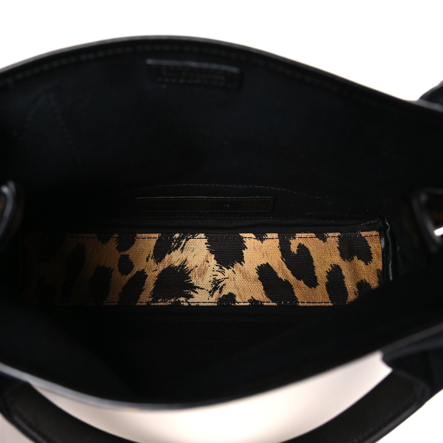 Balenciaga Cotton Canvas Satin Calfskin Leopard Print Navy Cabas XS Beige Black 6 of 10