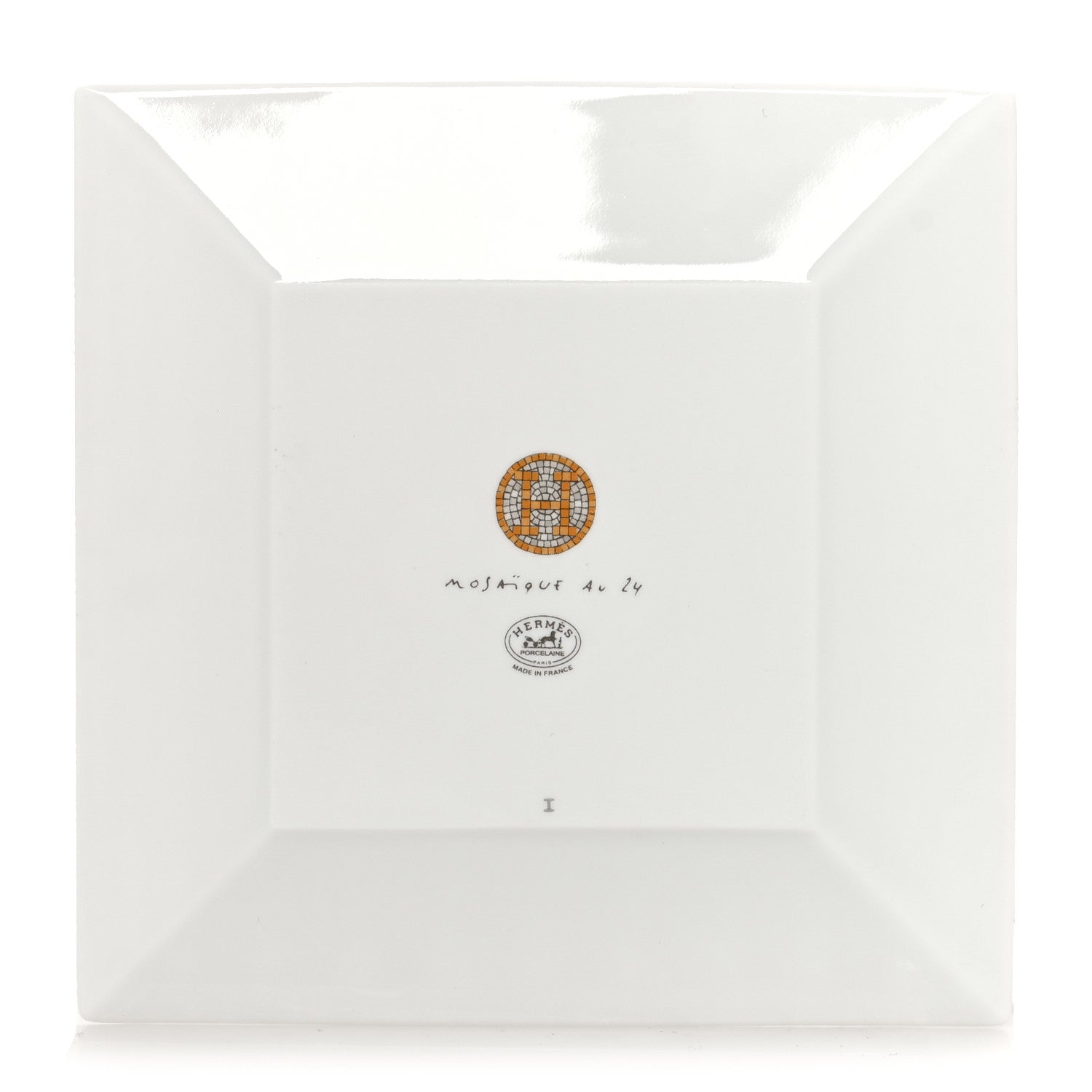 Hermes Porcelain Mosaique au 24 Square Plate N°2 Gold 3 of 7