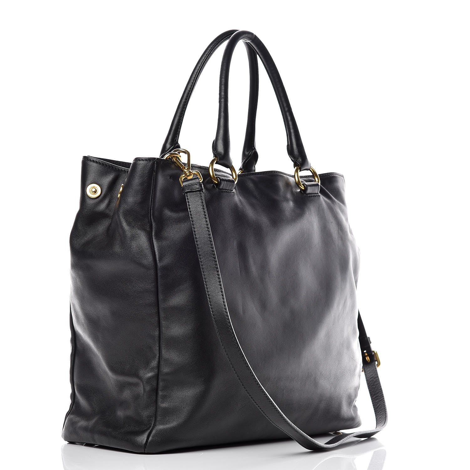 Prada Soft Calf Shopping Tote Black 4 of 14