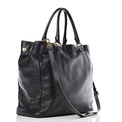 Prada Soft Calf Shopping Tote Black 4 of 14