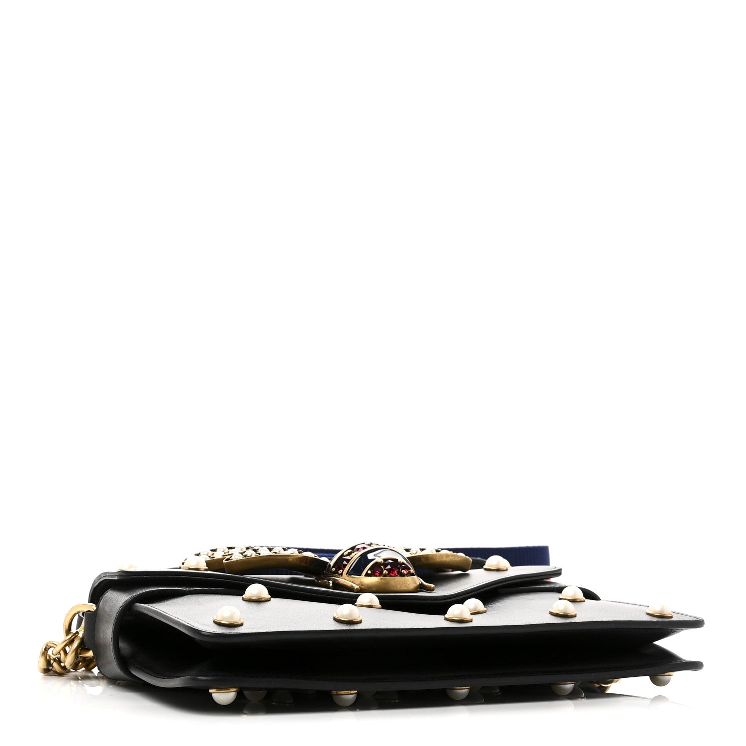 Gucci Nappa Pearl Studded Mini Queen Margaret Broadway Shoulder Bag Black 4 of 10