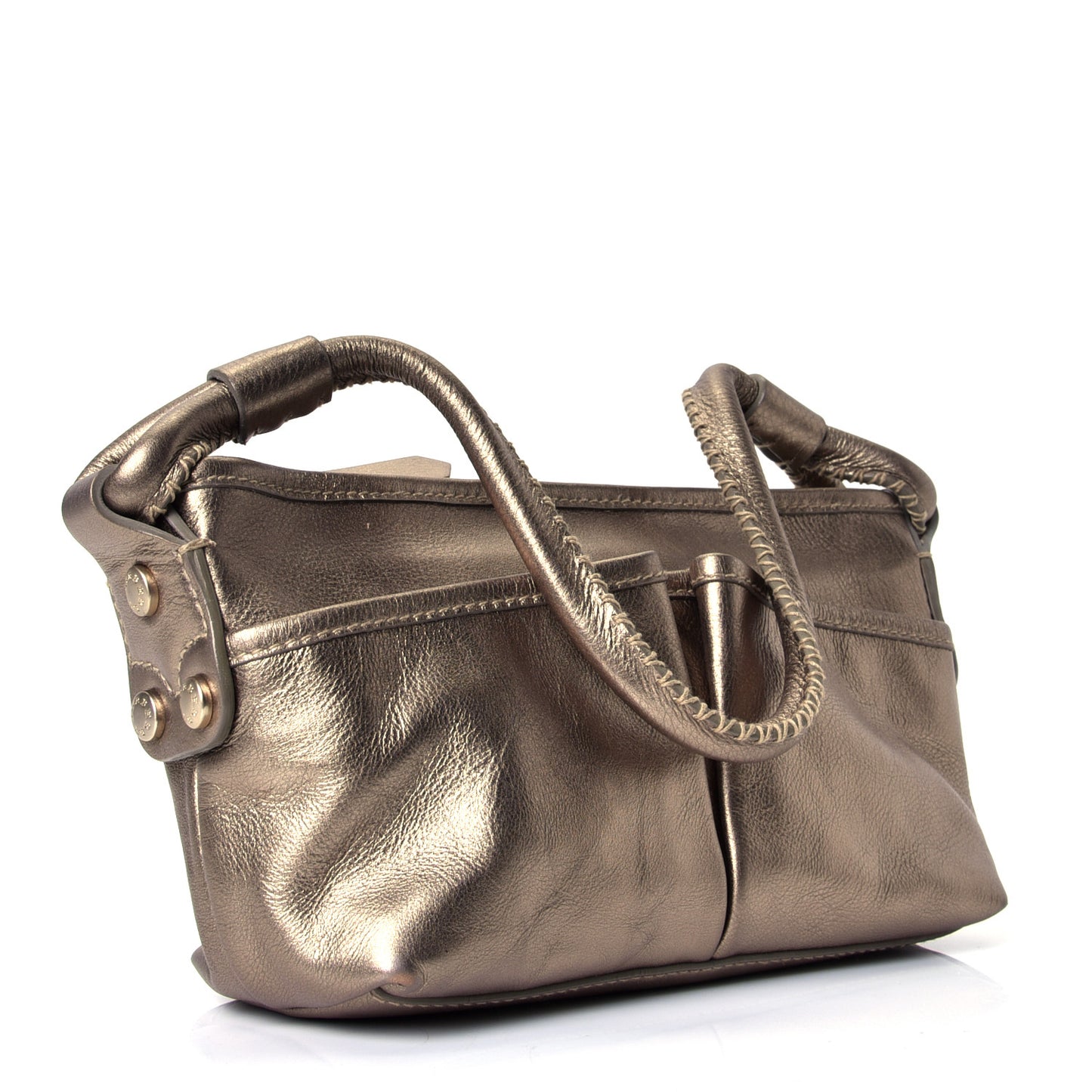 Metallic Calfskin Shoulder Bag Gold