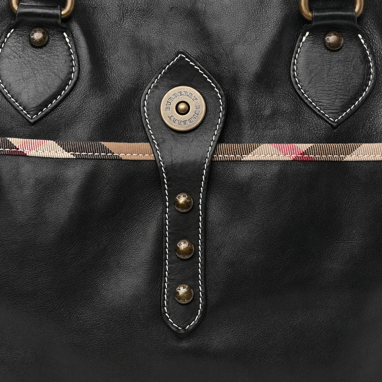 Grainy Calfskin Nova Check Tote Black