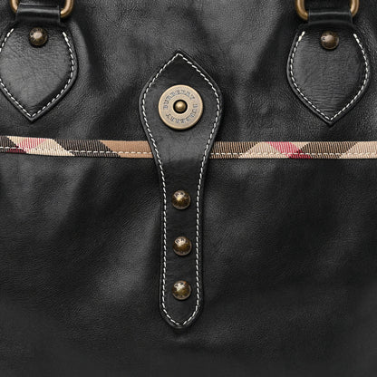 Burberry Grainy Calfskin Nova Check Tote Black 8 of 12