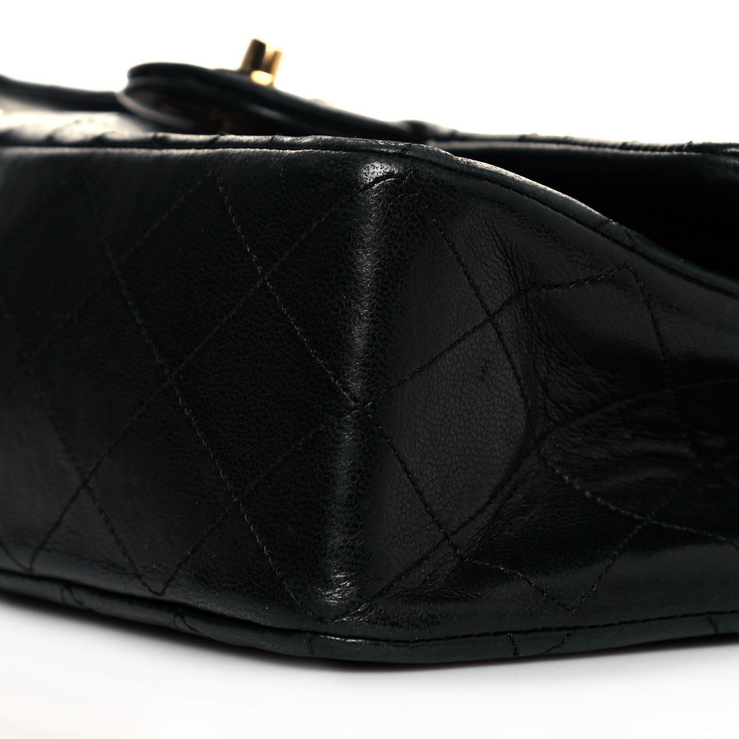Lambskin Quilted Small Double Flap Black