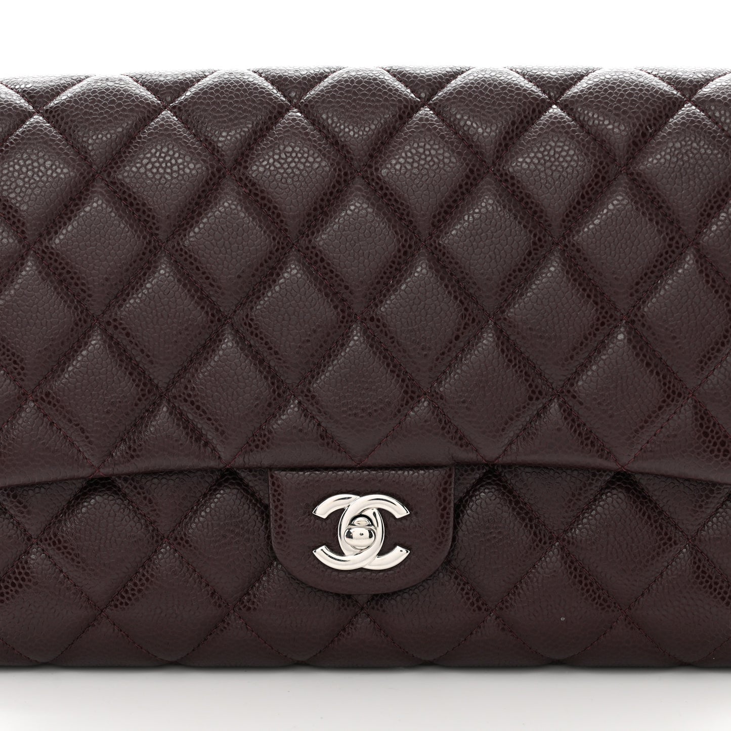 Caviar Quilted Clutch With Chain Flap Burgundy