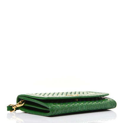 Prada Goatskin Woven Wristlet Wallet Verde 4 of 12