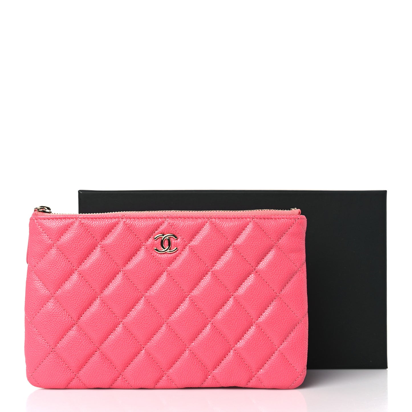 Caviar Quilted Cosmetic Case Pink