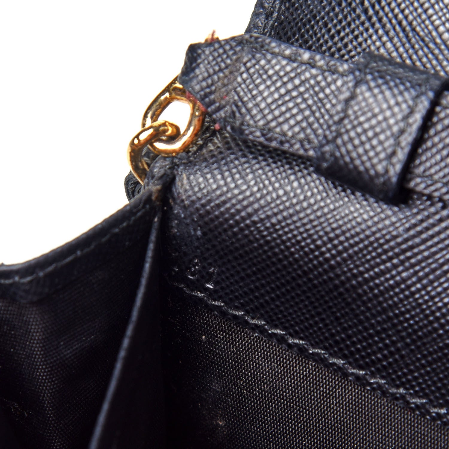 Prada Saffiano Metal Oro Chain Wallet Black 7 of 9