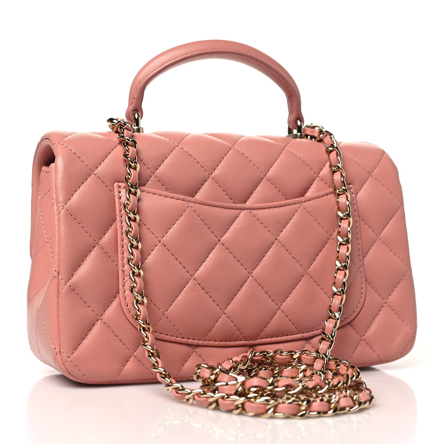 Chanel Lambskin Quilted Mini Top Handle Rectangular Flap Pink 3 of 11