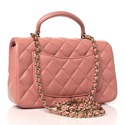 Chanel Lambskin Quilted Mini Top Handle Rectangular Flap Pink 3 of 11