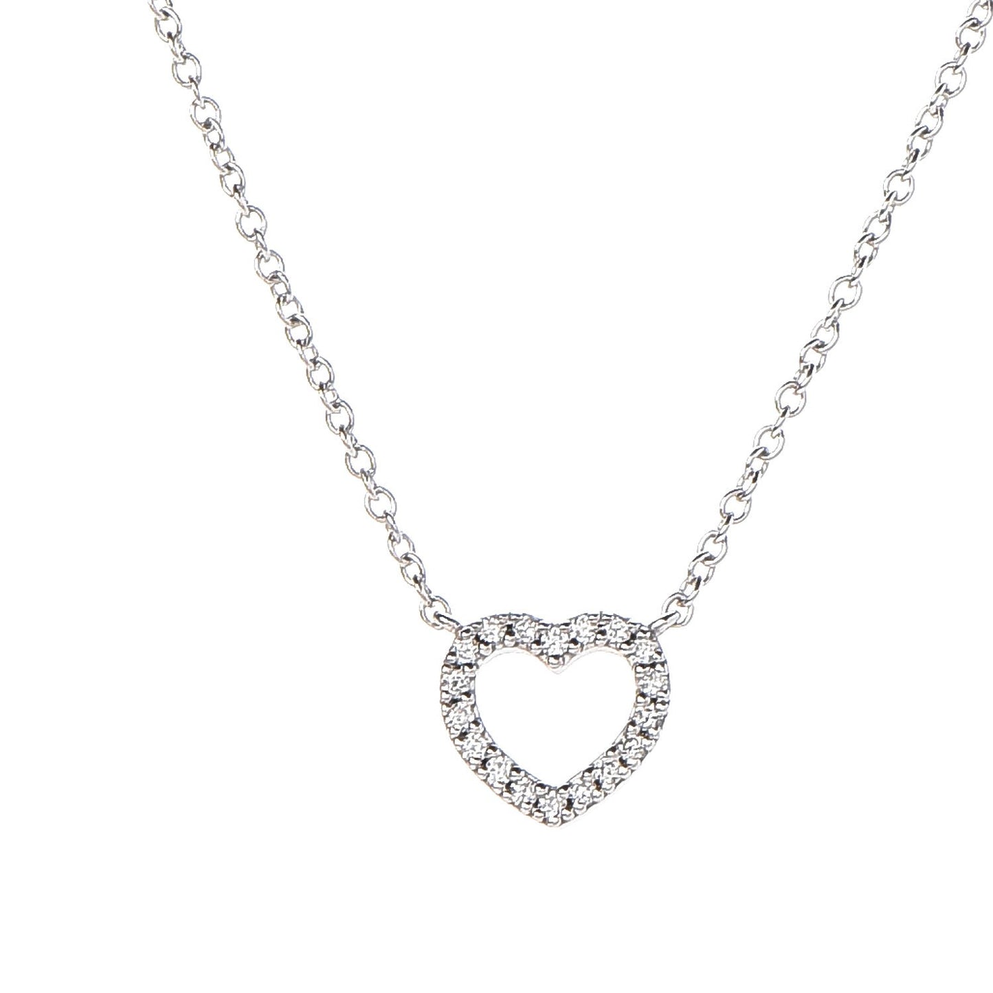 18K White Gold Diamond Metro Heart Pendant Necklace