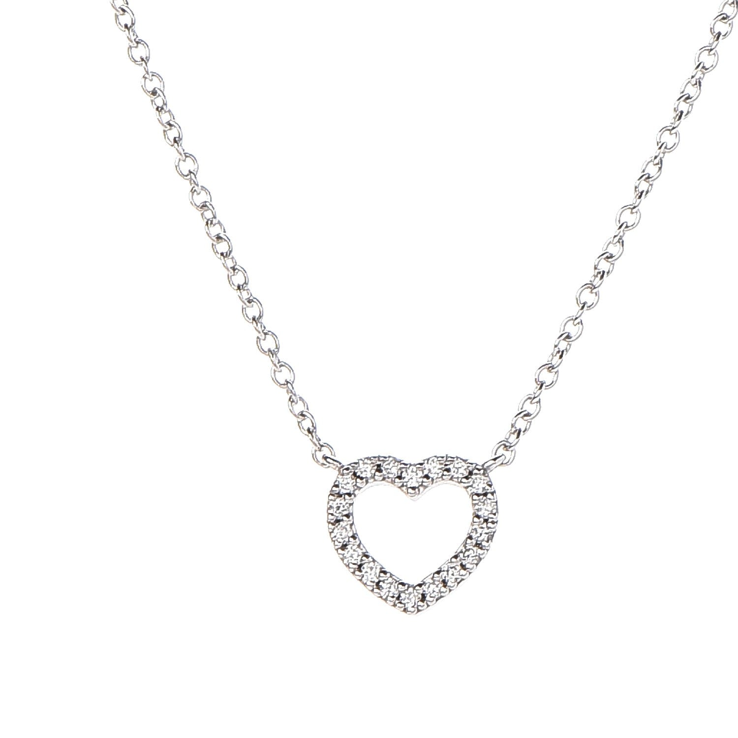 Tiffany 18K White Gold Diamond Metro Heart Pendant Necklace 4 of 7