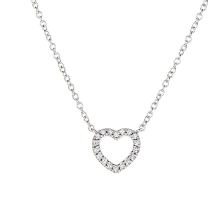 Tiffany 18K White Gold Diamond Metro Heart Pendant Necklace 4 of 7