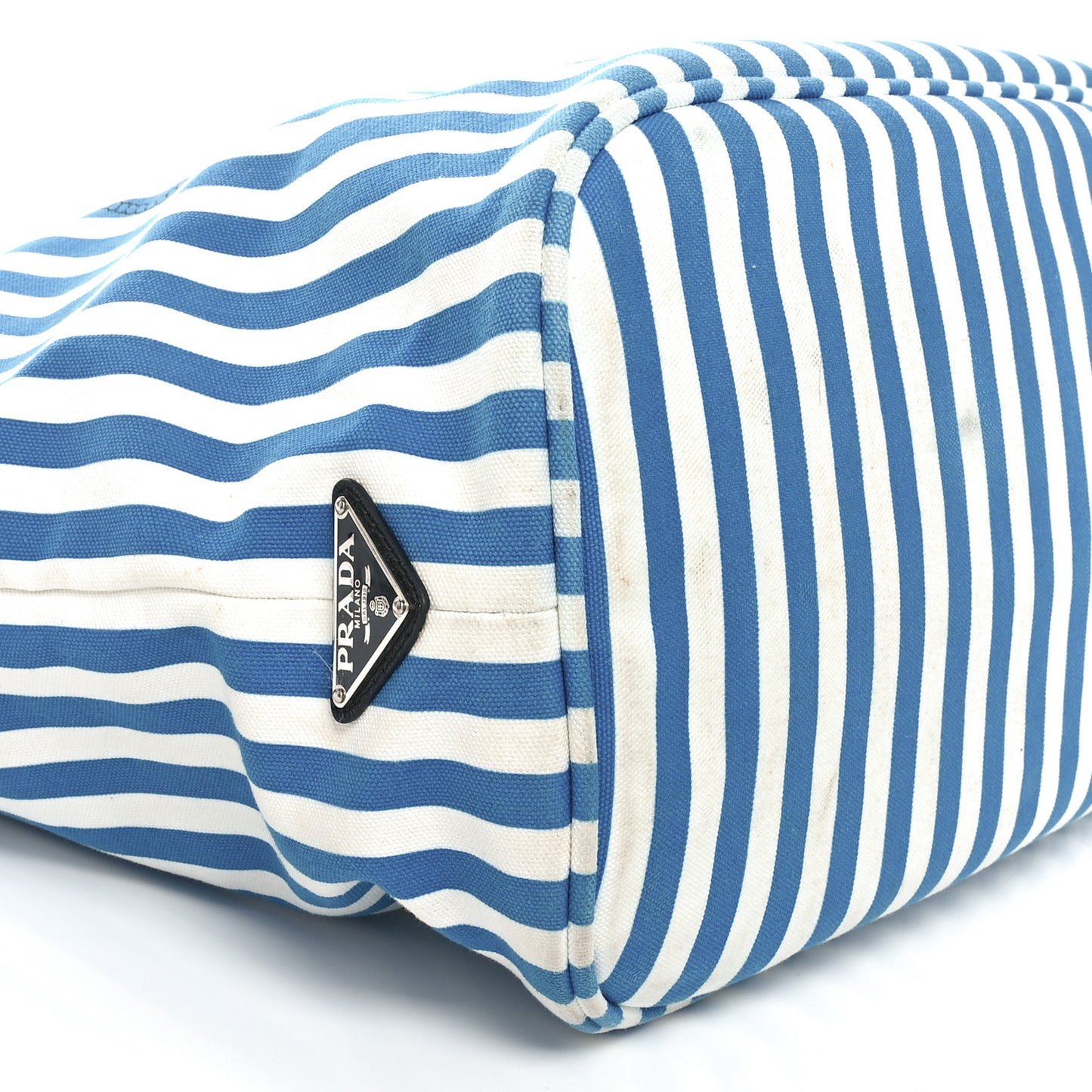 Canvas Striped Comic Shopping Tote Blue White