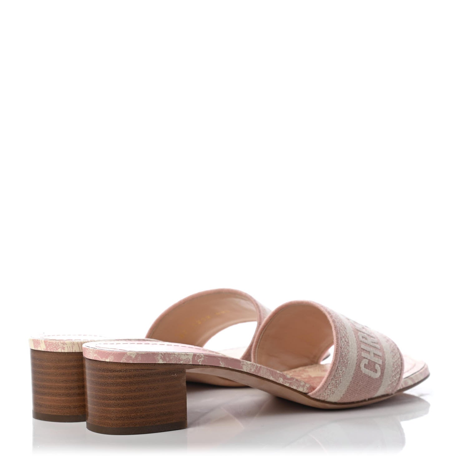 Christian Dior Cotton Toile De Jouy Embroidered Dway 50mm Slide Sandals 40.5 Light Pink 3 of 4