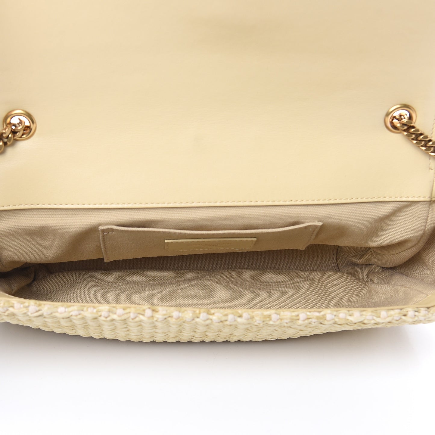 Raffia Medium Monogram Kate Satchel Naturale