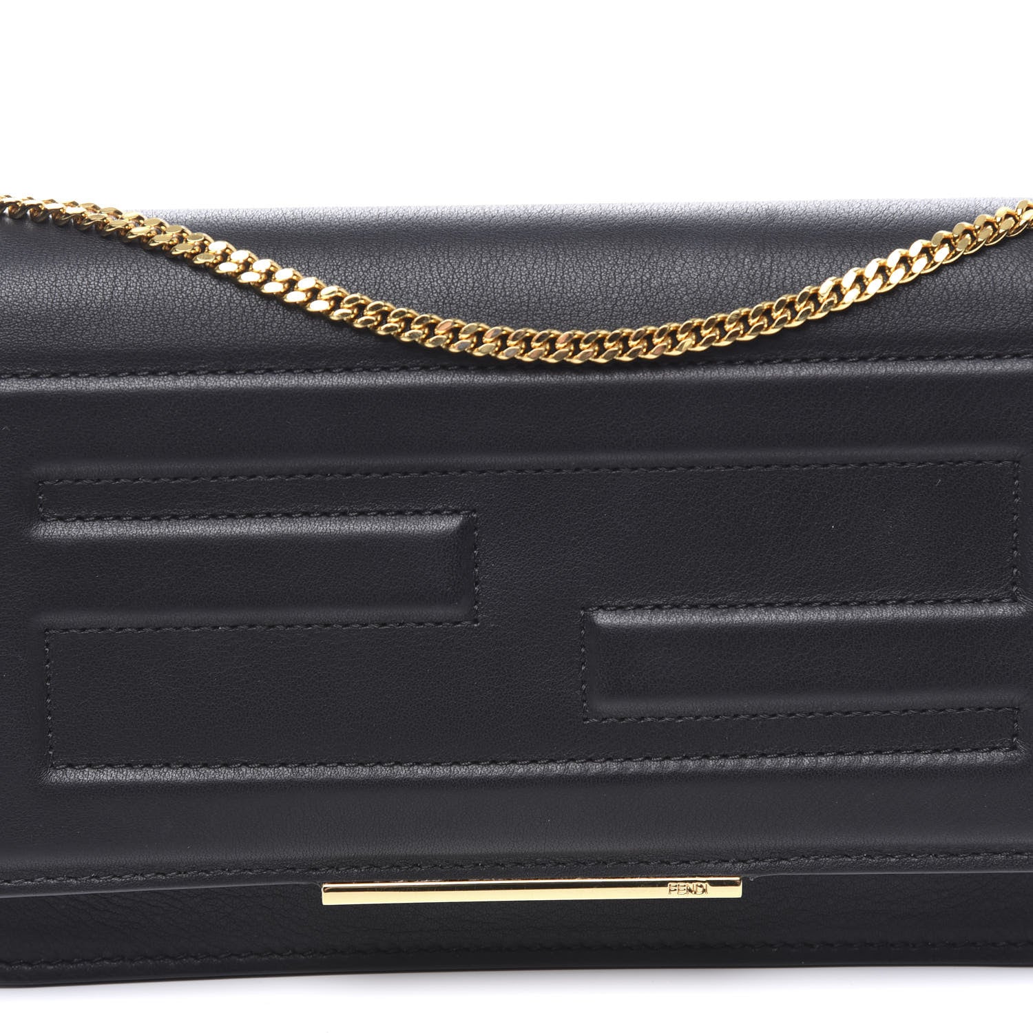 Fendi Vitello Flamingo Tube Wallet on Chain Black 9 of 9