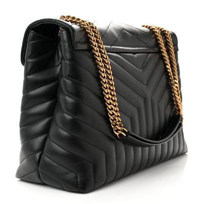 Saint Laurent Calfskin Y Quilted Monogram Large Loulou Chain Satchel Black 3 of 11