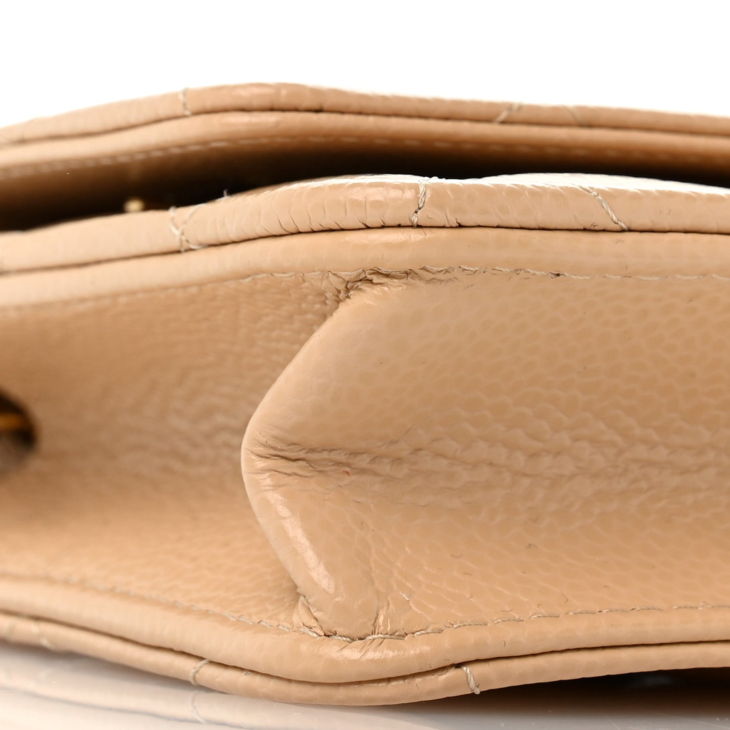 Caviar Quilted Wallet on Chain WOC Beige