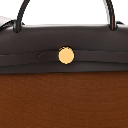 Hermes Toile Officier Vache Hunter Herbag Zip Retourne 31 PM Alezan Bleu Outremer Ebene 9 of 11