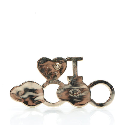 Chanel Metal Resin Pearl I Love Coco Brooch Gold Brown Pink 3 of 4