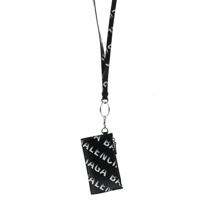 Balenciaga Smooth Calfskin Gradient Logo Cash Coin Card Holder On Keychain Black Grey 1 of 5