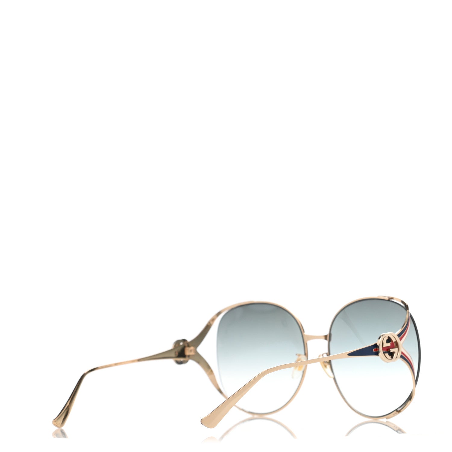 Gucci Metal Oversized Round Frame GG0225S Sunglasses Gold 4 of 7