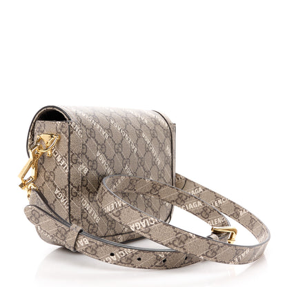 Gucci X BALENCIAGA GG Supreme Monogram Logo Print Horsebit 1955 Shoulder Bag Beige Ebony 3 of 11