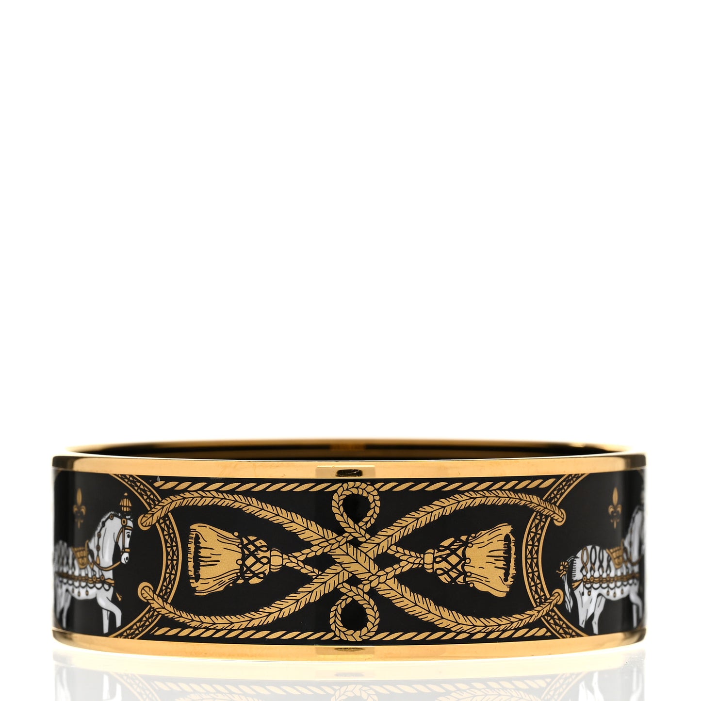 Enamel Printed Wide Grand Apparat Bracelet 70  Black