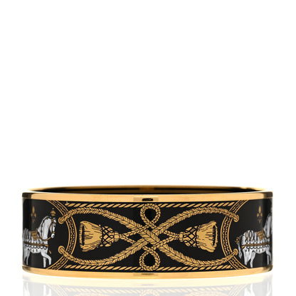 Hermes Enamel Printed Wide Grand Apparat Bracelet 70  Black 3 of 5